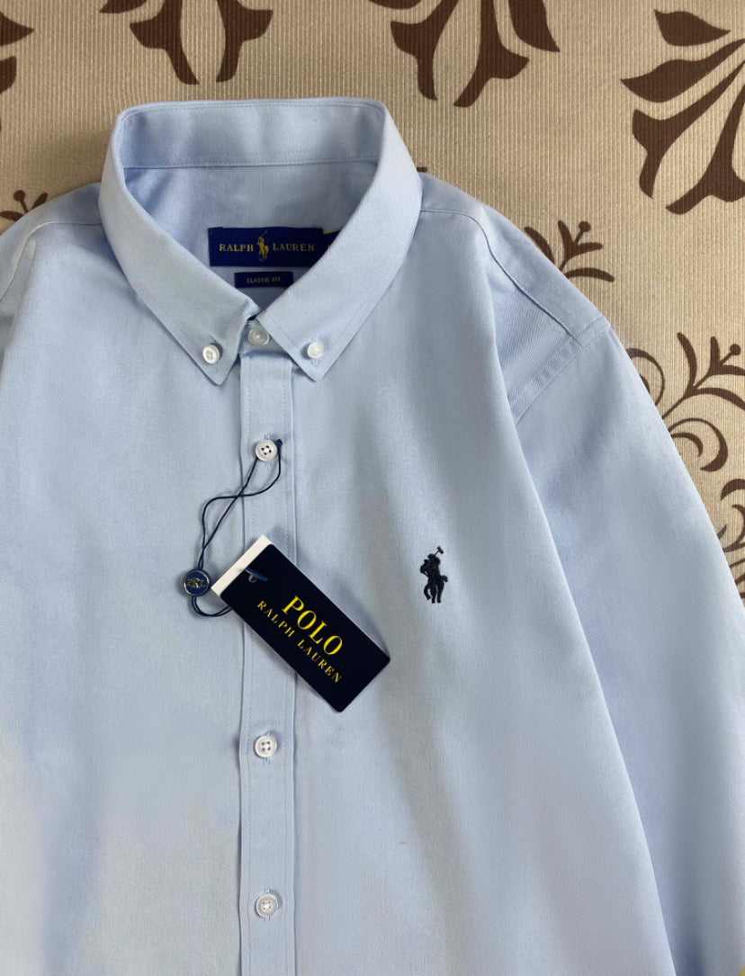 Camisa Polo Ralph Lauren (Blanco, azul celeste y azul marino)