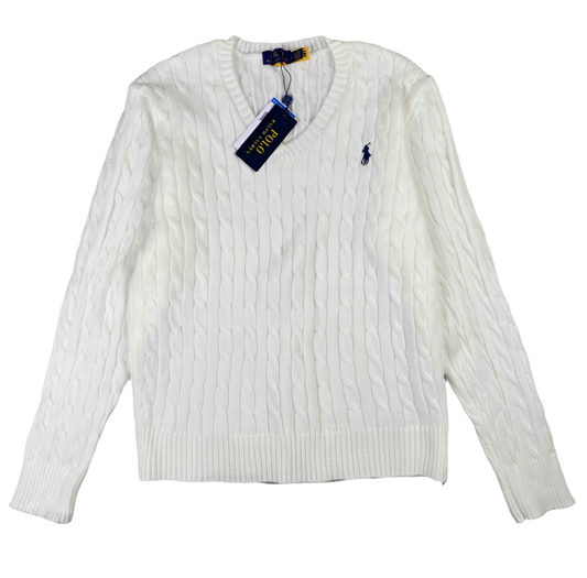 Jersey Polo Ralph Lauren Cable Knit (Blanco y gris)